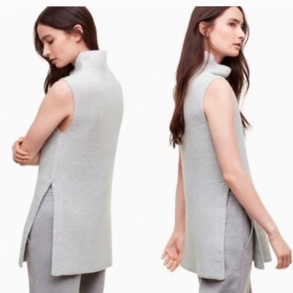 𝅺ARITZIA Wilfred Durandal Italian Wool Sleeveless Turtleneck Sweater Grey - S